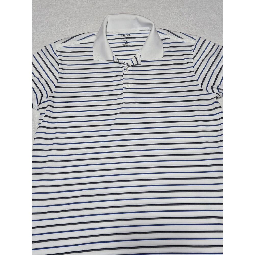 Adidas Puremotion Short Sleeve Golf Polo Shirts Men's Size Medium White W/Stripe